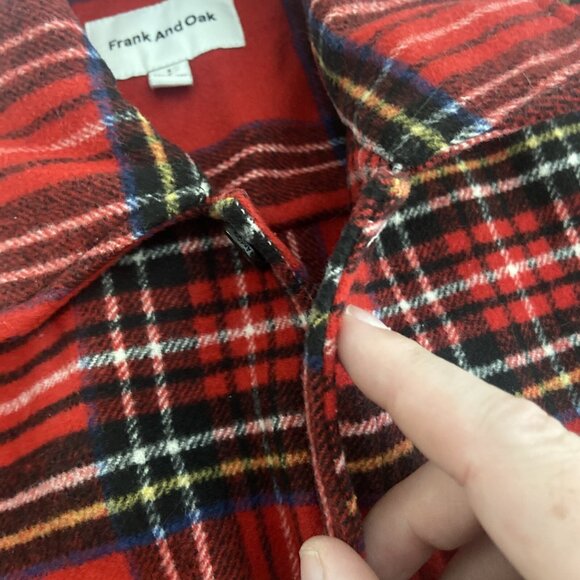 Frank And Oak Men S Wool Blend Red Buffalo Plaid Shacket Button Jacket Heavy - Picture 8 of 9